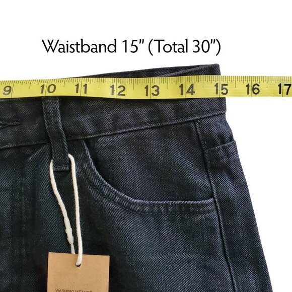 Genleck Y2K NWT BF Jeans Ripped High Waist Baggy Black Distressed Wide Leg S - Picture 10 of 16